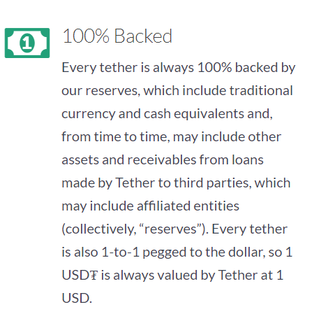 متن جدیدی که در سایت Tether قرار گرفته است