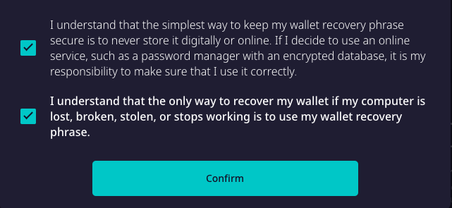 تایید عبارات بازیابی